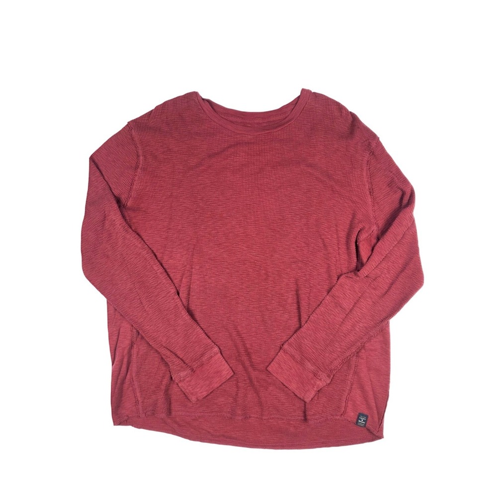 Lucky Brand Red Henley Crew Neck Long Sleeve Pullover Shirt Men's Size XL
